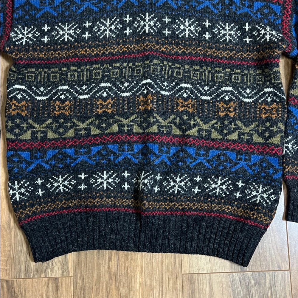 Vintage Hunt Club Wool-Blend Crewneck Sweater Multicolor Geometric Pattern Sz L - Picture 3 of 6